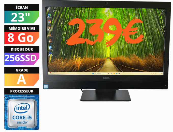 TOUT EN UN DELL OPTIPLEX 7450 AIO - 23 - Intel(R) Core(TM) i5-7500 CPU @ 3.40GHz - 16 Go - 256 GO - 