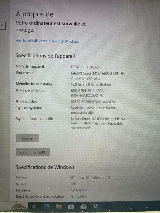 Lenovo Thinkpad T560 15,6" i7  16Go  256Go SSD AZERTY - Français - 