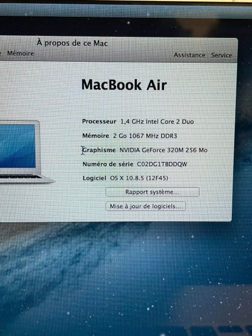 Apple Macbook Air 11 " A1370 Late 2010 Core 2 Duo RAM 2GB SSD 120GB